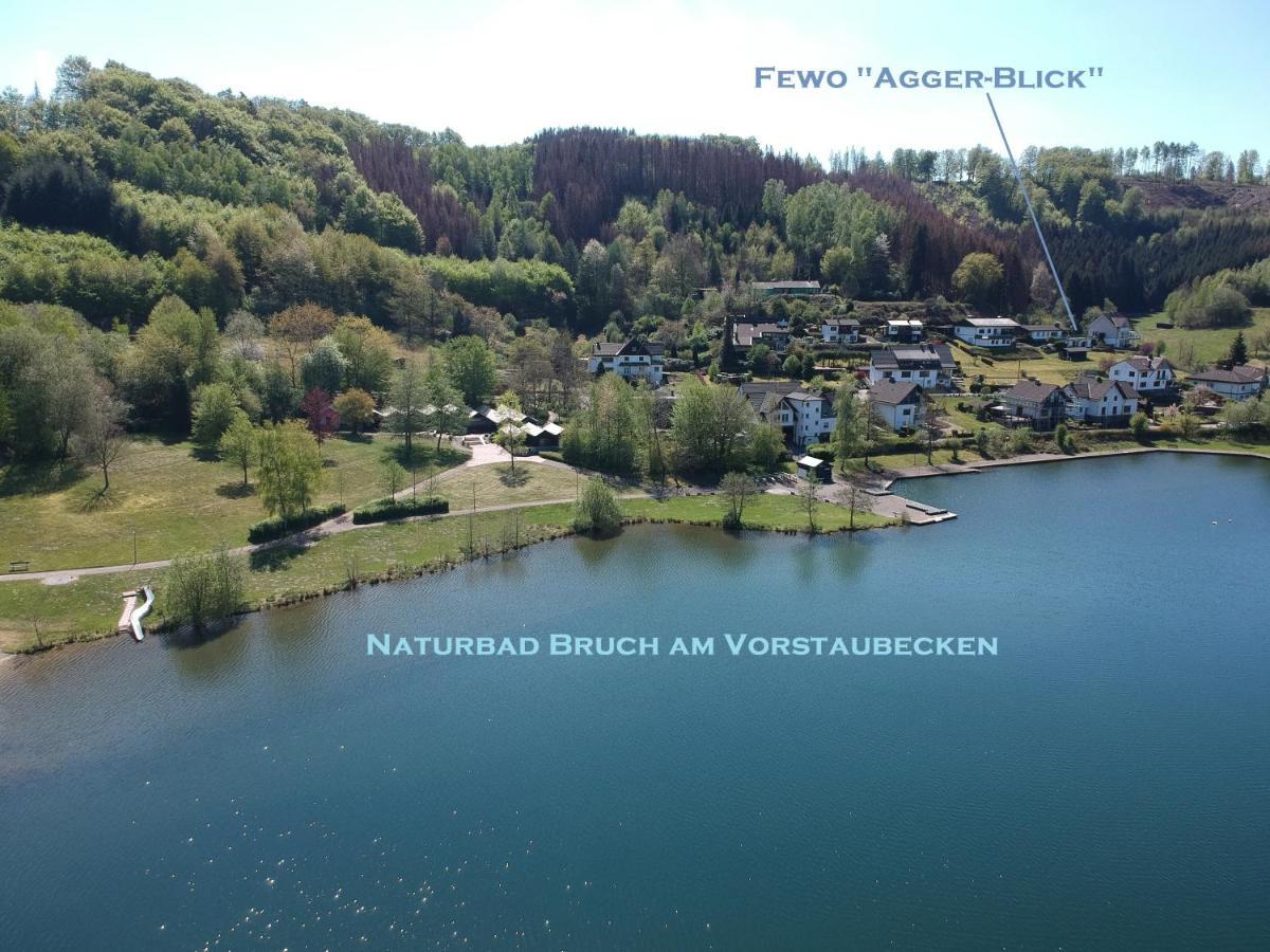 Seeblick-Ferienwohnung Im "Ferienhaus Agger-Blick" Mit Traumhafter Sonnen-Terrasse, Sauna, E-Kamin & Kajak Gummersbach Exteriér fotografie