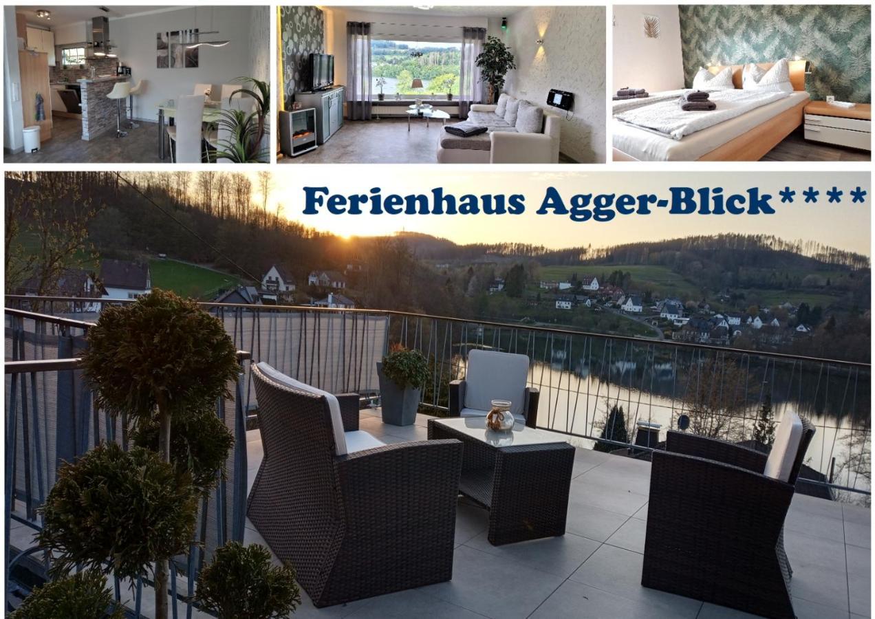 Seeblick-Ferienwohnung Im "Ferienhaus Agger-Blick" Mit Traumhafter Sonnen-Terrasse, Sauna, E-Kamin & Kajak Gummersbach Exteriér fotografie